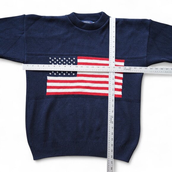 American Creations Vintage Patriotic USA Flag Knit Sweater Men’s L Made in USA - Picture 7 of 9